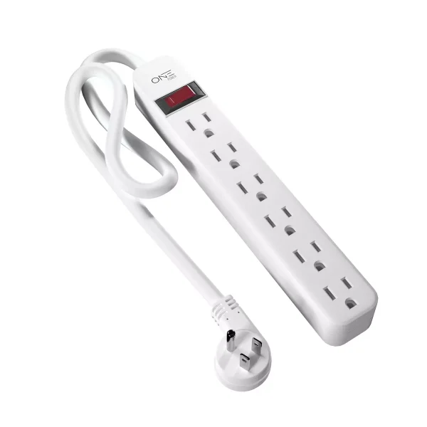 Compact Power Strip 6 Outlet with LED Power Switch Corded ETL Certified